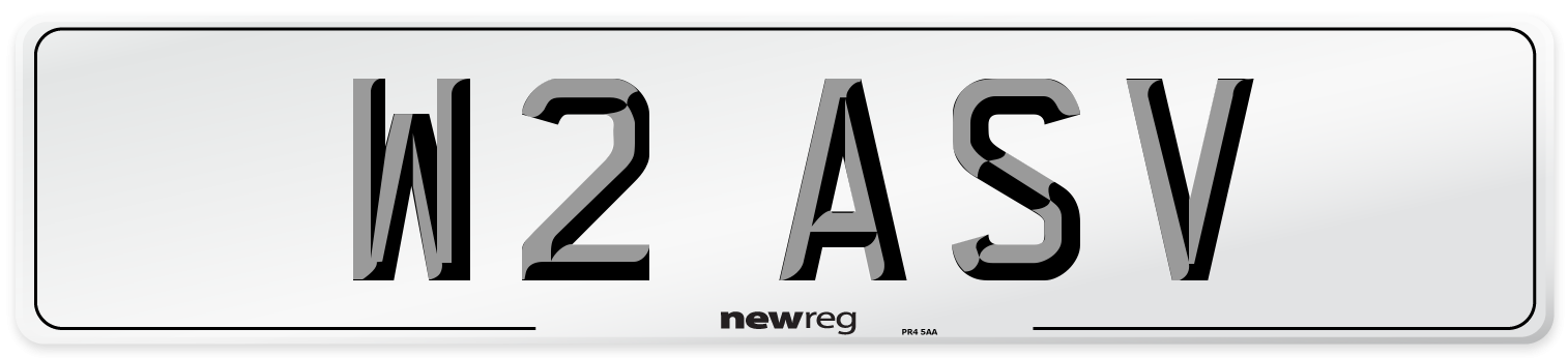 W2 ASV Number Plate from New Reg